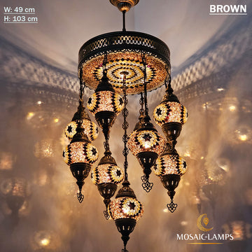9+1 Mixed Globe Mosaic Turkish Chandeliers, Mixed Settlement Mosaic Circle Lighting Sets, Living Room Hanging Lamps, Bedroom Light, Colorful Light