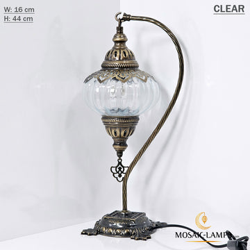 Klare optische Kugel-Schwanenhals-Tischlampe, osmanische Schreibtischlampe, böhmische türkische Lampe, Schwanenhals-Vintage-Lampen, Schlafzimmer-Nachttischlampe