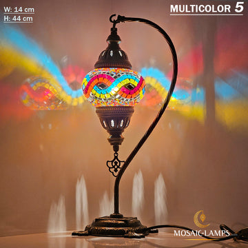 Schwanenhals-Mosaik-Tischlampe mit mittlerer Kugel, marokkanische Marrakesch-Schwanenhals-Schreibtischbeleuchtung für Küche, Schlafzimmer, Esszimmer, Arbeitszimmer, Wohnzimmer-Schreibtischleuchten