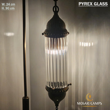 Lámpara de esquina de pie de vidrio Pyrex, lámpara de pie de vidrio tubular de metal forjado con martillo, iluminación de dormitorio, luces de noche para sala de estar