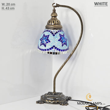 Swan Neck Reading Table Lamp, Turkish Mosaic Retro Desk Lights, Handmade Table Lighting, Study Room, Living Room, Bedroom Bedside Lamp