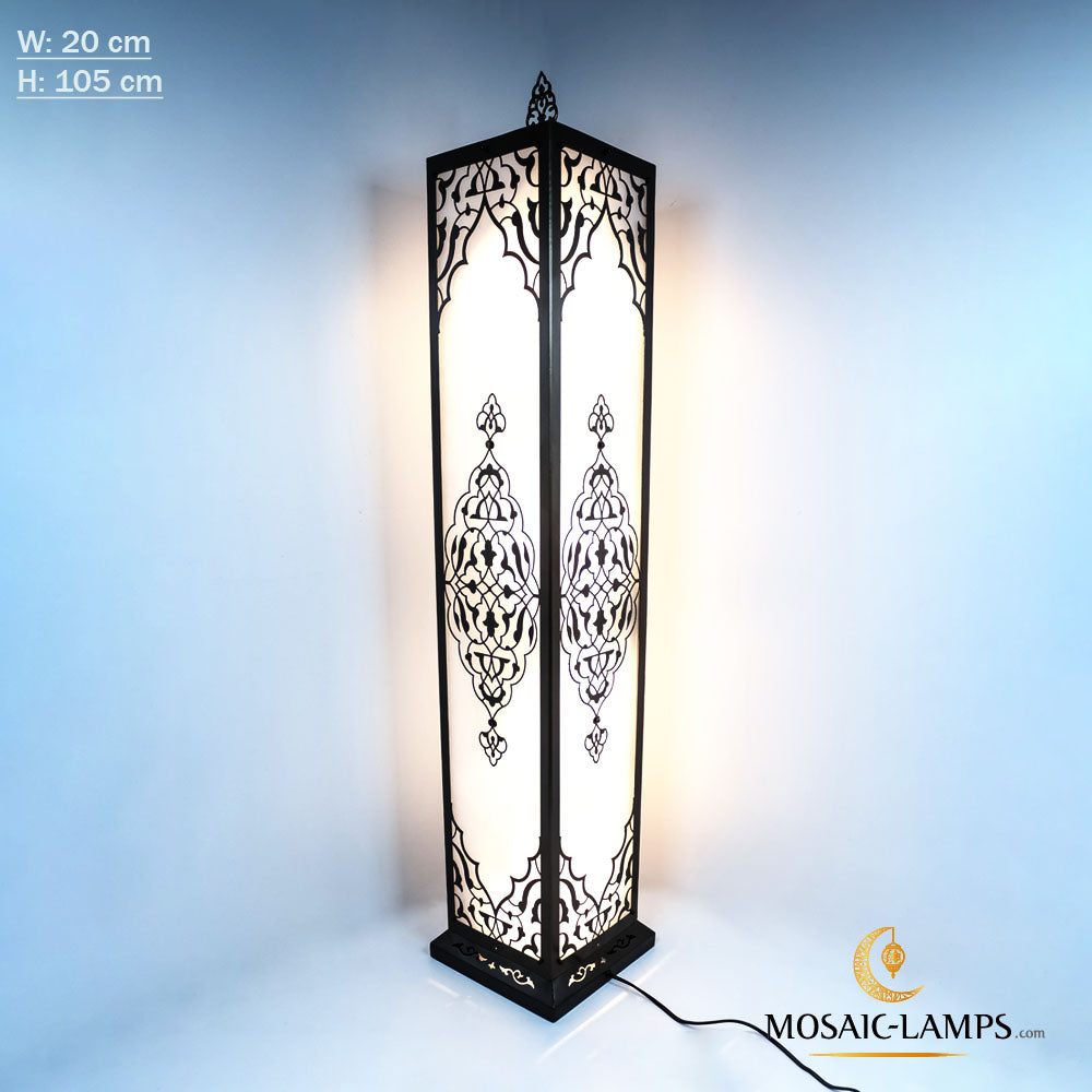 105 cm Rectangle Ottoman Corner Lamp, Authentic Moroccan Floor Lamp, Cafe, Restaurant, Living Room, Office Bedside Lights