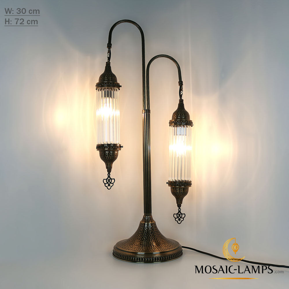 2er-Set Steh-Ecklampe aus Pyrexglas, Hammergeschmiedete Metallröhrenglas-Stehlampe, Schlafzimmerbeleuchtung, Wohnzimmer-Nachttischlampen