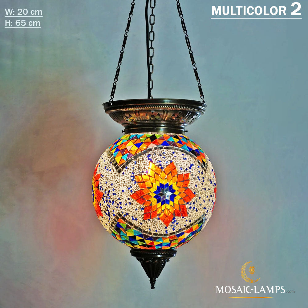 Lámpara colgante de mosaico turco de tres cadenas de 20 cm, lámparas de techo hechas a mano marroquíes, restaurante de luces coloridas, dormitorio, sala de estar