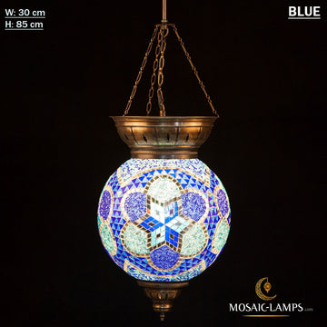 Lámpara colgante de mosaico turco de tres cadenas de 30 cm, lámparas de techo hechas a mano marroquíes, restaurante de luces coloridas, dormitorio, sala de estar