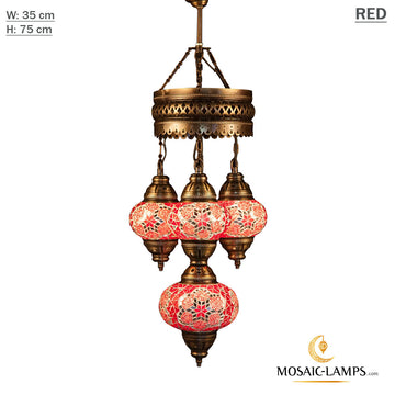 3+1 Globe Turkish Mosaic Sultan Chandelier Set, Handmade Moroccan Hanging Lights, Living Room, Hall, House Entrance Large Ceiling Lamps