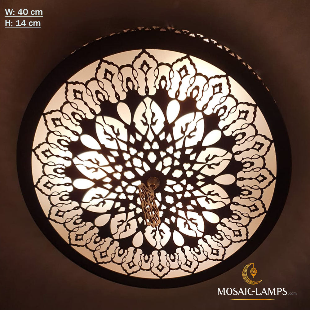 Apliques de techo de tambor con motivos selyúcidas de 40 cm, luces de techo turcas tradicionales, lámparas de salón marroquíes, apliques de techo de restaurante, apliques de dormitorio