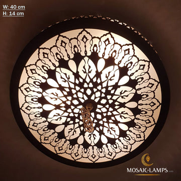 40 cm Seljuk Motif Drum Ceiling Sconces, Traditional Turkish Ceiling Lights, Moroccan Living Room Lamps, Restaurant Ceiling Sconces, Bedroom Sconces
