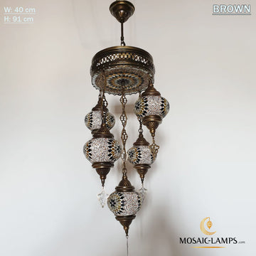 5 + 1 candelabros turcos de mosaico de globo, conjuntos de iluminación de círculo de mosaico de asentamiento mixto, lámparas colgantes de sala de estar, luz de dormitorio, luz colorida