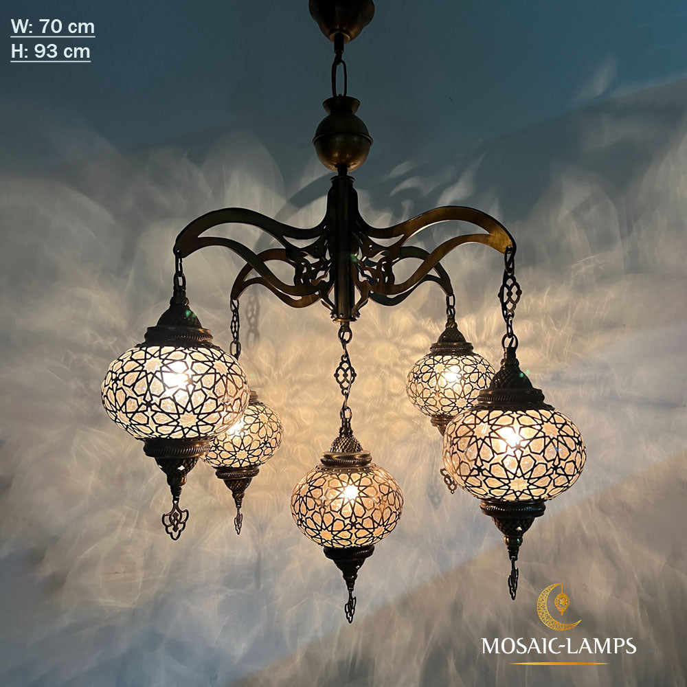 Lámpara de araña otomana de 5 globos soplados Scheherazade, luces de dormitorio de príncipes bizantinos, lámparas colgantes de techo Sputnik para sala de estar y comedor