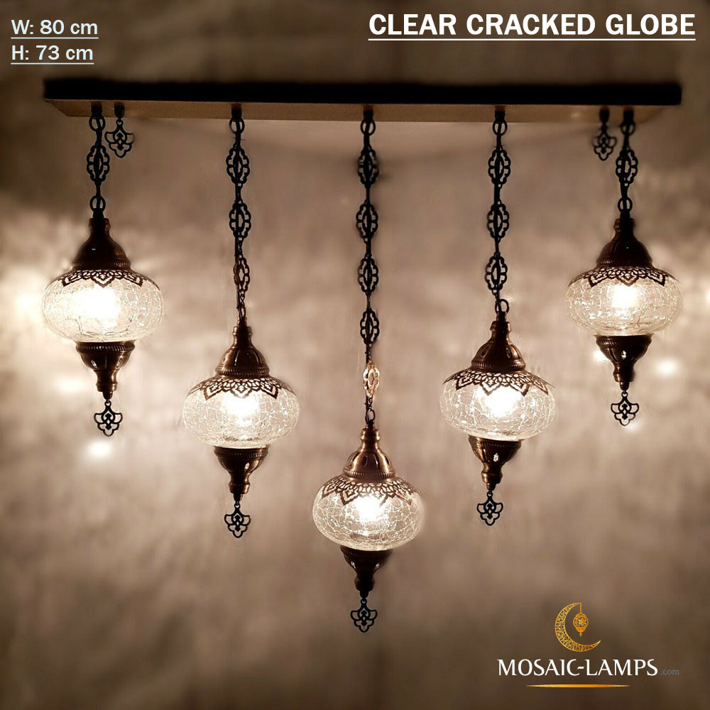 5 Clear Globe Bar Ottoman Kücheninsel Kronleuchter, Rissige marokkanische Esstischlampe, Restaurantbarlampen, Cafélampe, Hotellampe