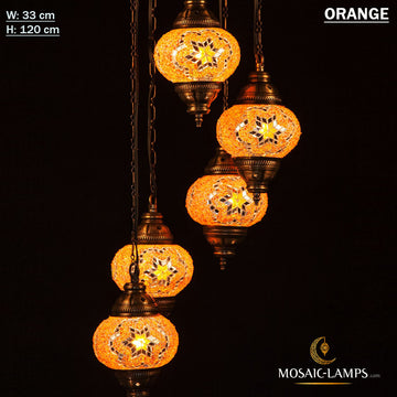 5 Medium Globe Spiral türkischer Kronleuchter, marokkanische handgefertigte Mosaik-Deckensets, Wohnzimmer-Pendel-Mosaik-Licht, Restaturant-Leuchten, Flurlampe