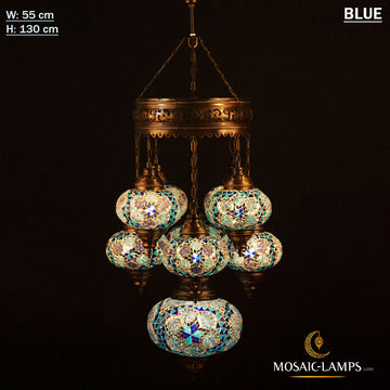 Juego de candelabro de sultán de mosaico turco de 8 + 1 globos, luces colgantes marroquíes hechas a mano, sala de estar, pasillo, entrada de la casa lámparas de techo grandes