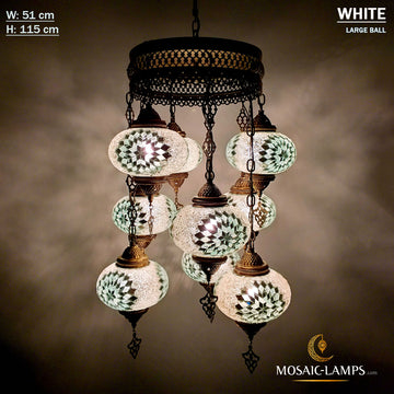 9 lámpara de araña turca de globo grande, juegos de iluminación de mosaico hechos a mano de bolas mixtas, luces de mosaico colgantes marroquíes de sala de estar, luces de restaurante
