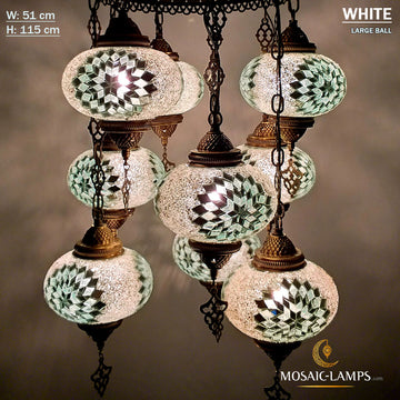 Türkischer Kronleuchter mit 9 großen Kugeln, handgefertigte Mosaik-Beleuchtungssets mit gemischten Kugeln, marokkanische Wohnzimmer-Mosaik-Pendelleuchten, Restaturant-Leuchten