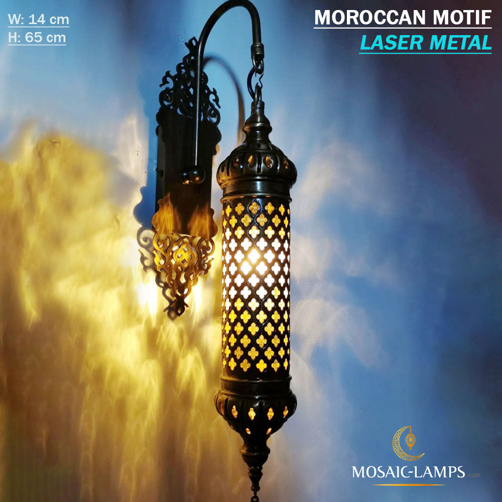 Apliques de techo con motivos marroquíes para baño, luces de pared de vidrio soplado, apliques de pared de vidrio transparente de metal láser, baño, lámpara de pared del dormitorio, lámpara de pared de la sala de estar