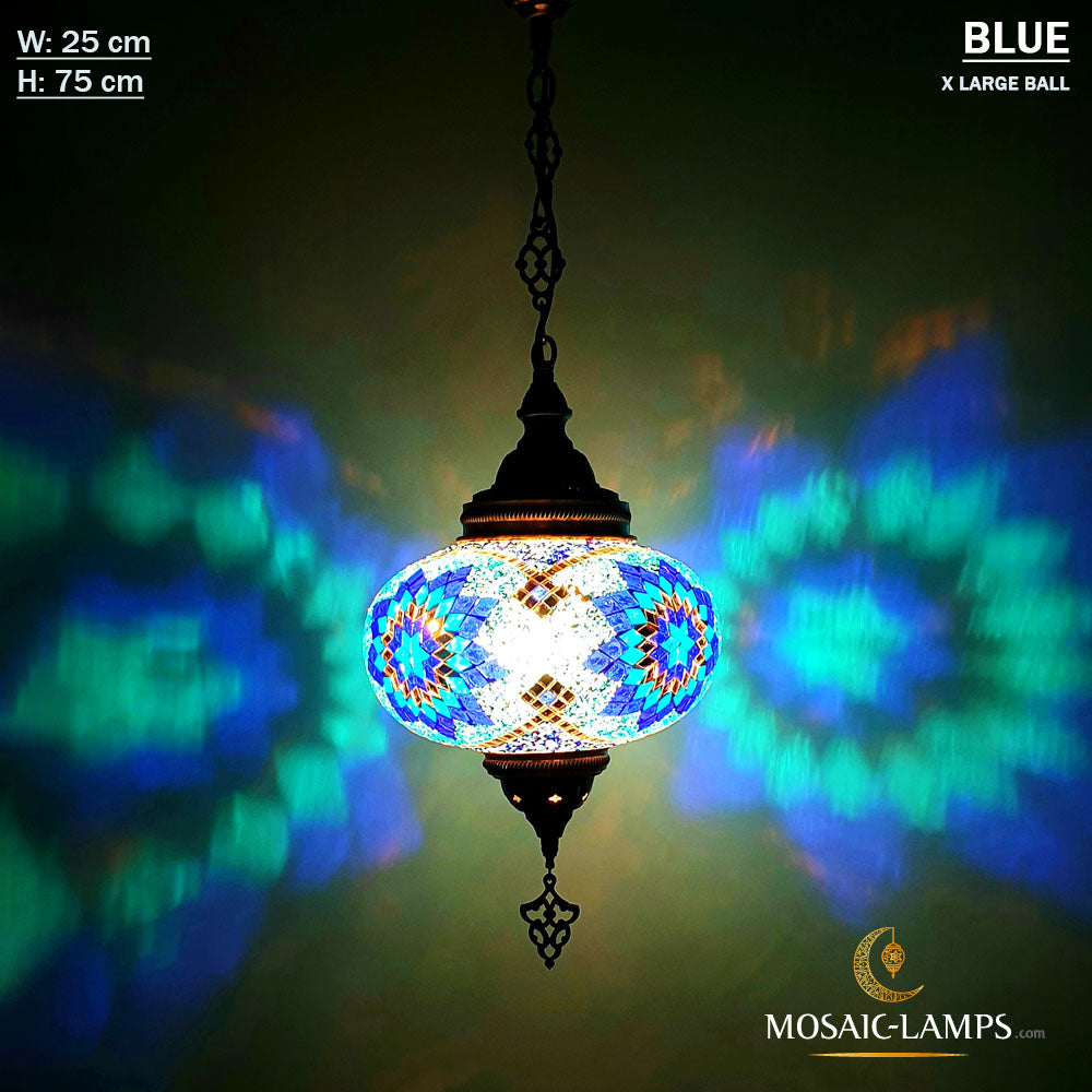 Turkish Moroccan X Large Globe Tiffany Style Handmade Mosaic Hanging Ceiling Lamp Light Pendant Fixture Lantern, for Kitchen, Living Room