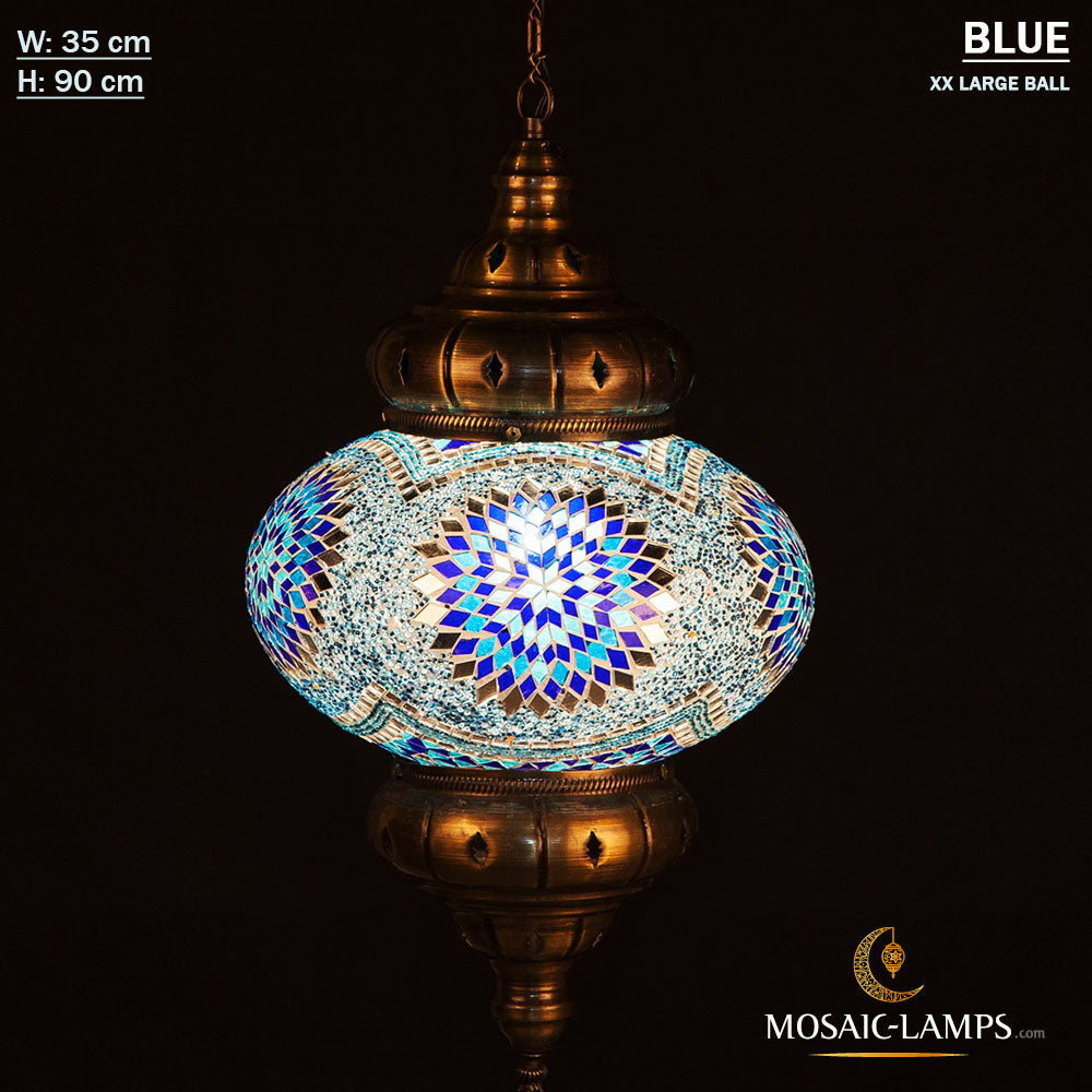 Turkish Moroccan XX Large Globe Tiffany Style Handmade Mosaic Hanging Ceiling Lamp Light Pendant Fixture Lantern, for Kitchen, Living Room