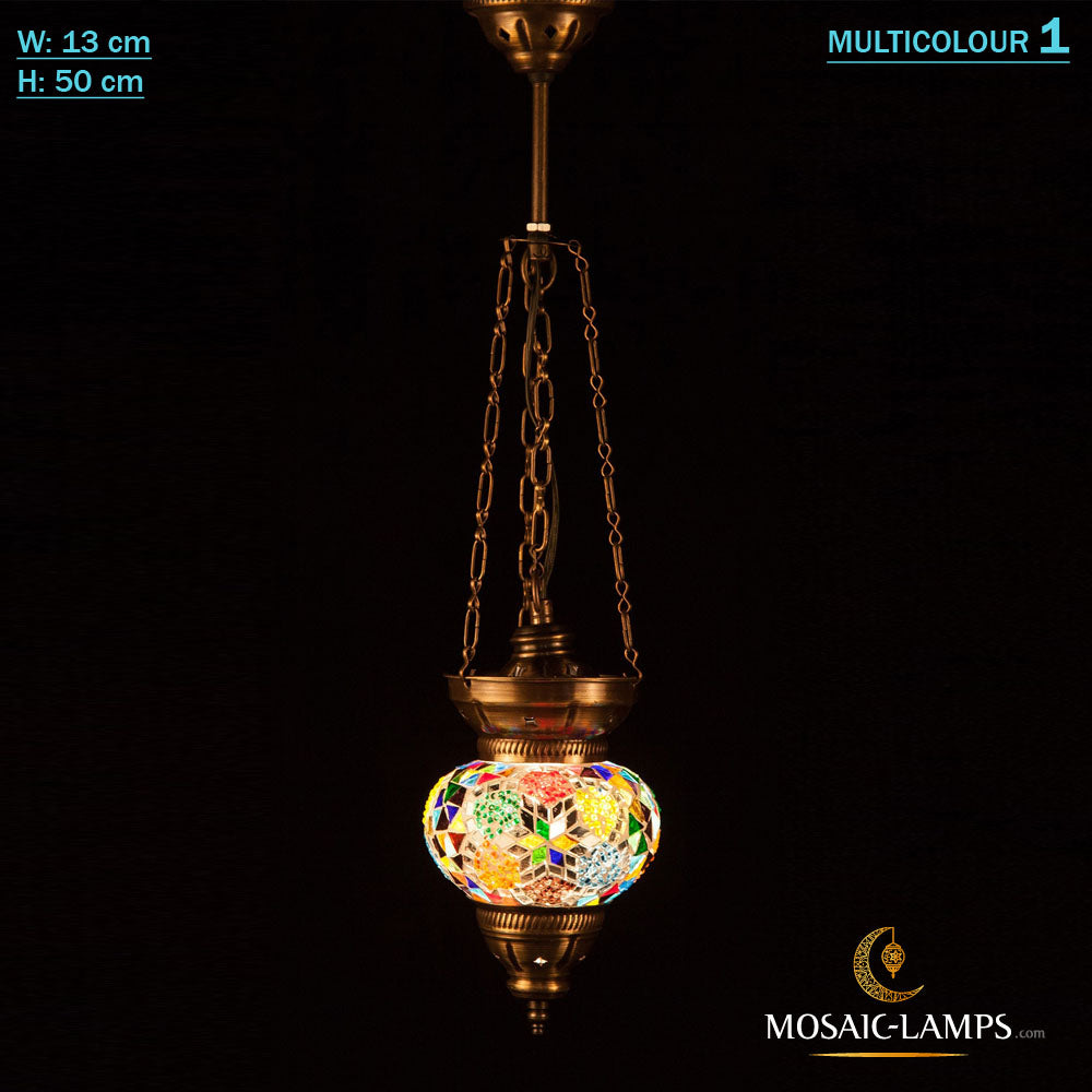 3 Chains Medium Turkish Mosaic Hanging Lights, Moroccan Handmade Ceiling Lamps, Colorful Lights Restaurant, Bedroom, Living Room