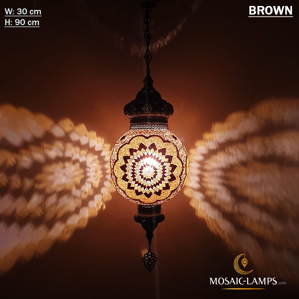 Ancho: 30 cm, lámpara colgante de mosaico hecha a mano Big Ball, luces de mosaico turcas y marroquíes