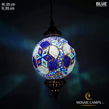 W: 35 cm, Big Ball Handmade Mosaic Pendant Lamp, Turkish, Moroccan Mosaic Lights