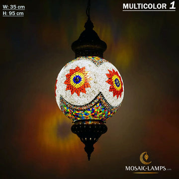 B: 35 cm, Big Ball handgefertigte Mosaik-Hängelampe, türkische, marokkanische Mosaik-Leuchten