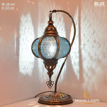 Syrian Swan Neck Table Lamp, Gooseneck Perforated Metal Desk Lamp, Authentic Moroccan Swan Neck Table Lights, Restaurant Lights, Roman Empire, Byzantine Lights