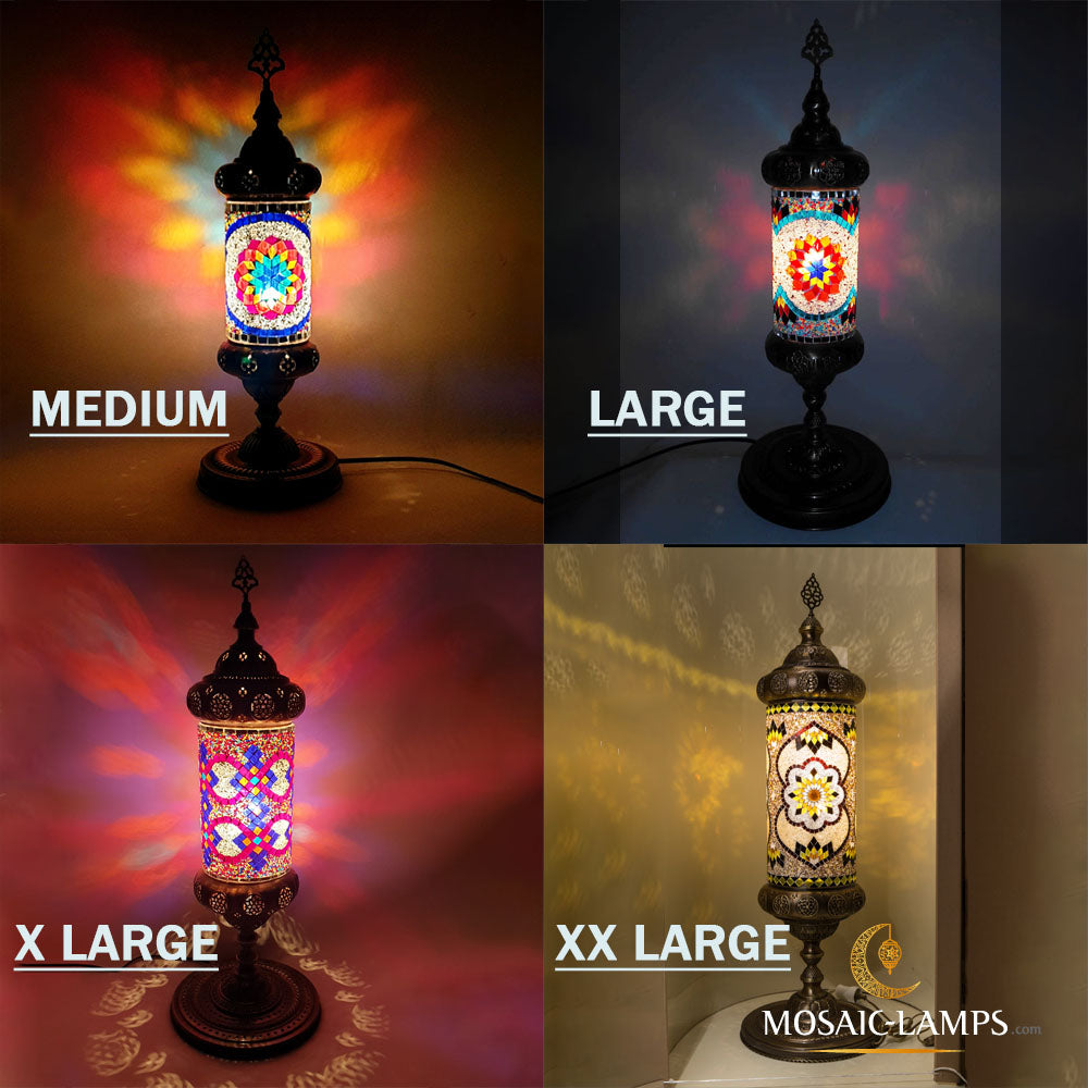 4 tamaños diferentes, lámpara de mesa de mosaico turco hecha a mano con candelabro, lámpara de pie de tubo, luces de noche para sala de estar