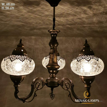Klare 3-Kugel-handgefertigte türkisch-marokkanische arabische ostböhmische Crackle-Glasdecken-hängende Kronleuchter-Lampen-Wohnkultur, Wohnzimmer