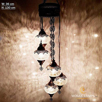 Candelabro marroquí de 5 globos, candelabros espirales de globo craquelado transparente, candelabros de sala de estar, candelabro de cocina, candelabros de escalera marroquíes