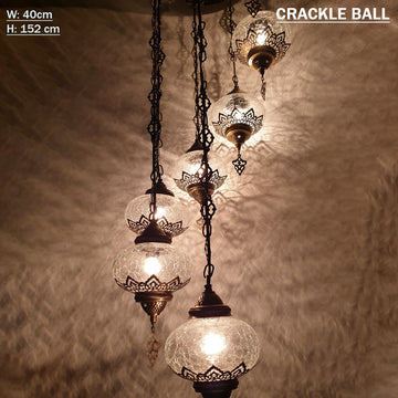 Candelabro de 7 globos transparente, conjunto de globo craquelado de 7 candelabros en espiral, candelabro de sala de estar, candelabro de cocina, candelabro de escalera marroquí