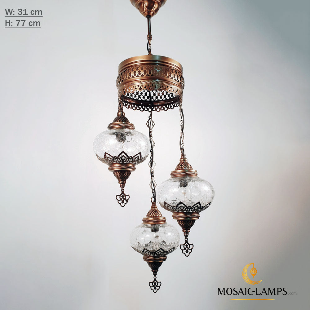 3 Crackle Globe Ottoman Spiral Chandelier, Moroccan Turkish Traditional Ceiling Lamp, Living Room, Bar Restaurant Hanging Lights, Cheap Chandelier