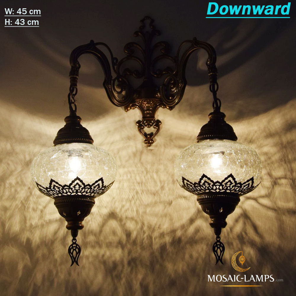 Doppelte türkische Wandlampe, marokkanische Wandlampe, klares Glas, Badezimmer-Wandlampe, Schlafzimmer-Wandleuchten, Restaurant, Wohnzimmer, Café, Bar-Leuchten