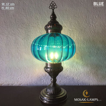 Lámpara de mesa vintage de globo transparente óptico, luz de mesa turca auténtica, lámparas de escritorio de vidrio soplado, dormitorio, sala de estar, luces de restaurante