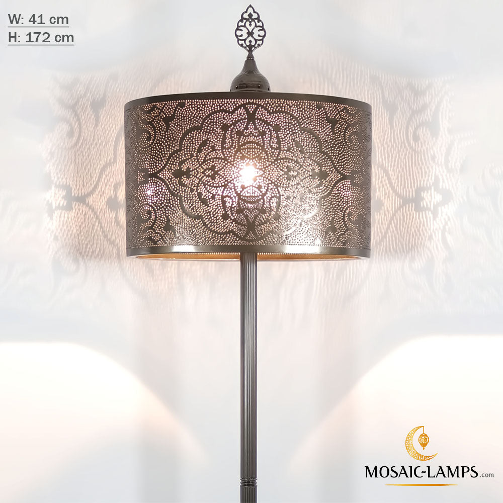 Lampshade Floor Lamp Large Moroccan Handmade Perforated Metal Base Li