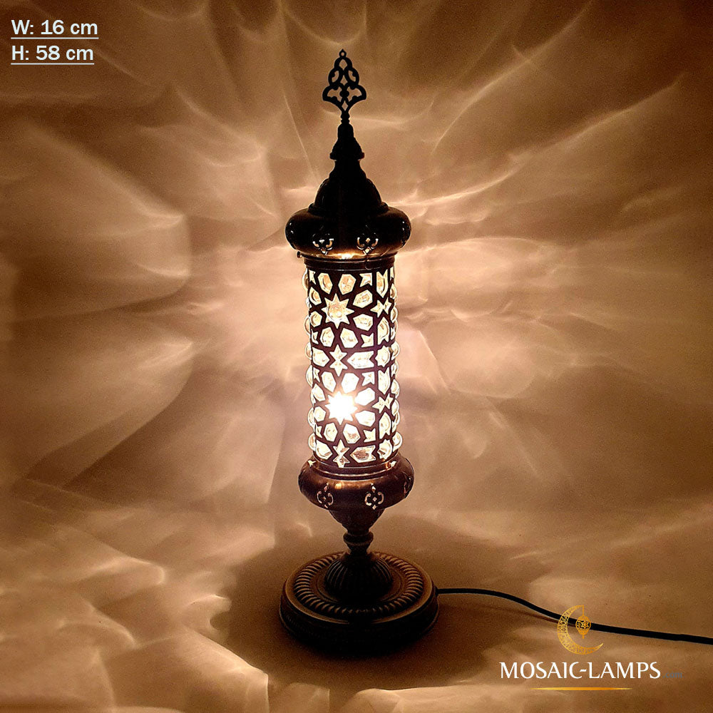 Laser Blown Globe Bedside Floor Lightings, Edge Lamp, Corner Lighting, Clear Globe Single Floor Lamps, Ottoman, Moroccan, Turkish Lighting