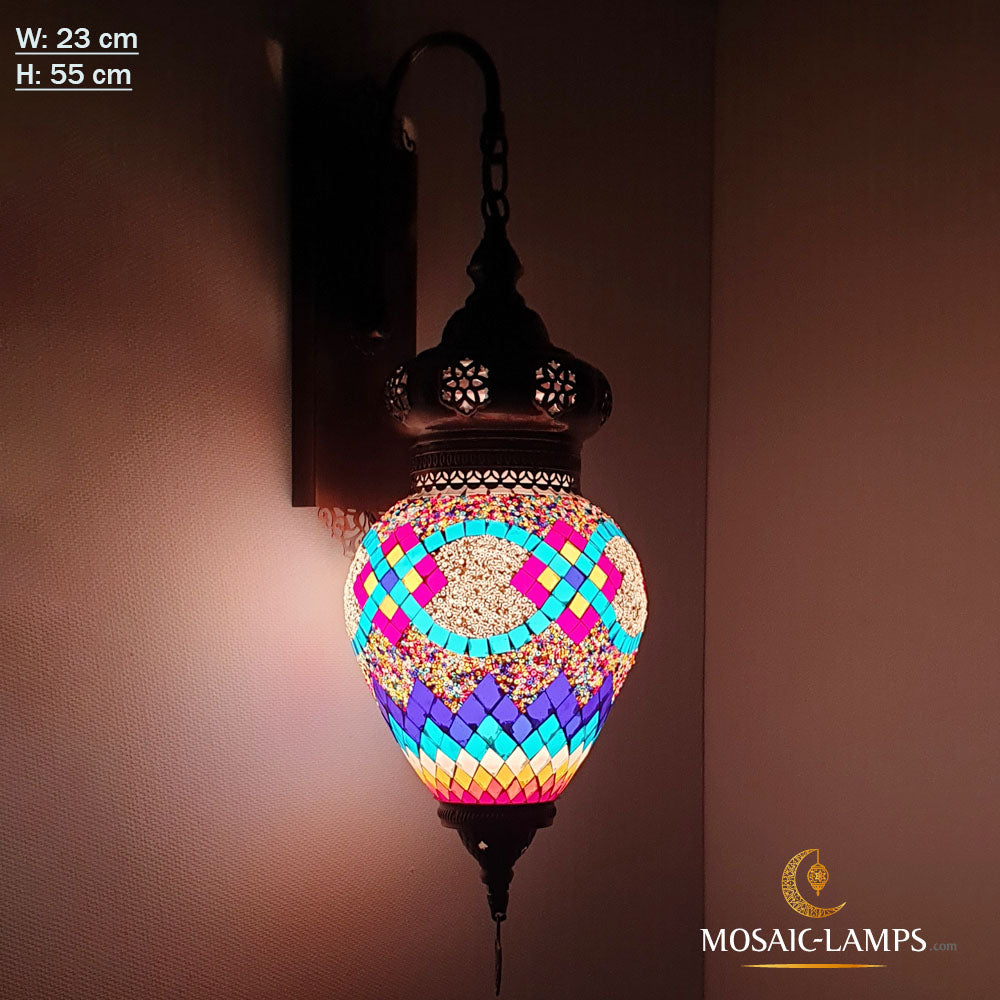 Aplique de pared láser de globo grande de huevo turco, lámparas de techo de mosaico turco multicolor, luces de pared marroquíes