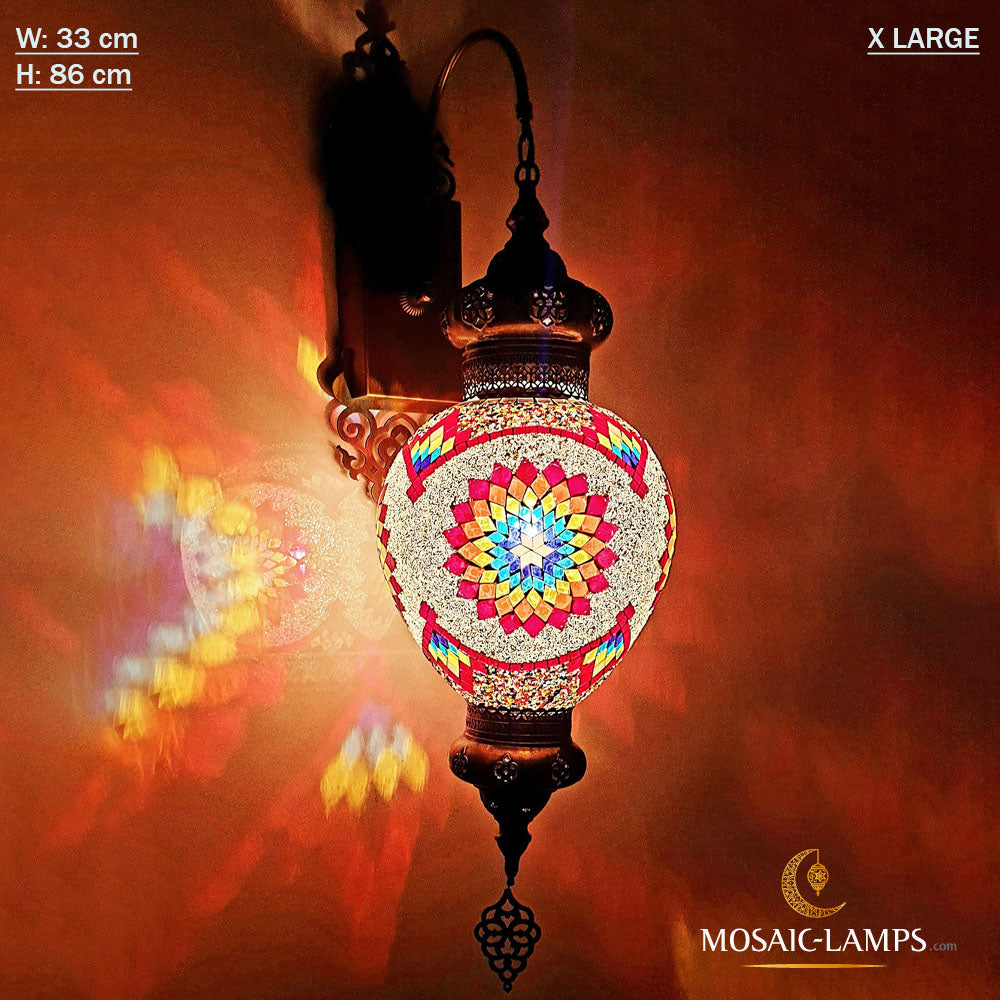 Lámpara de pared con láser de globo grande de huevo turco X, lámparas de techo de mosaico turco, luces de pared marroquíes