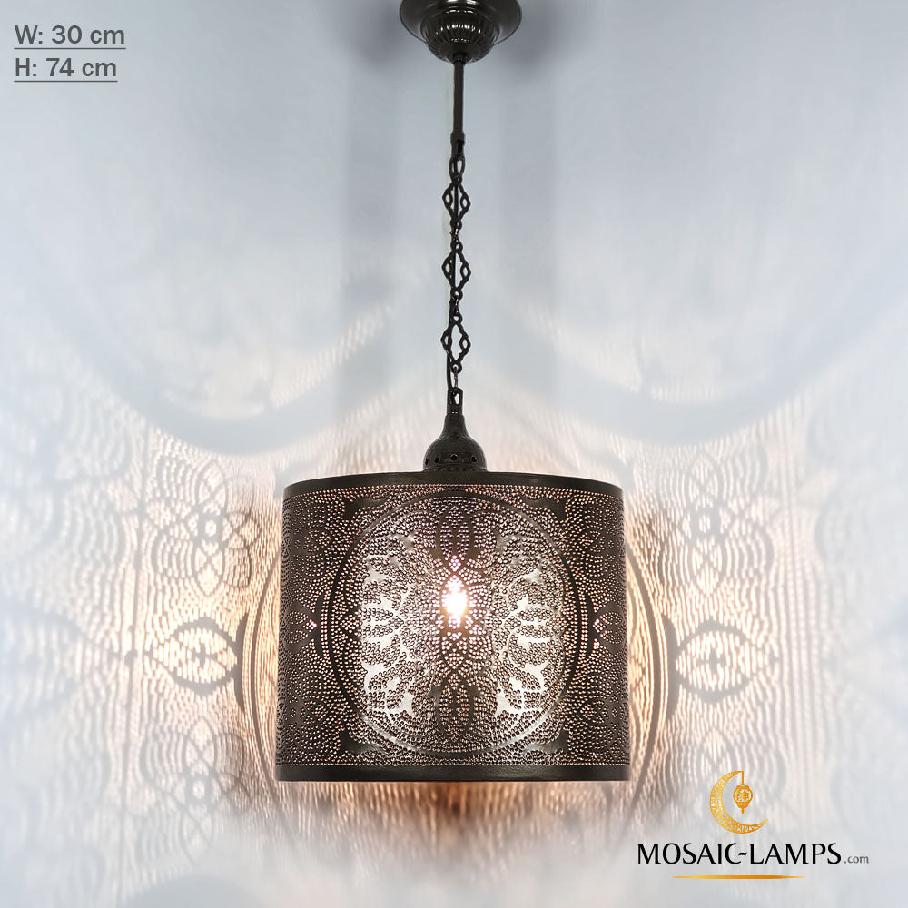 Luces colgantes medianas de diseño de metal marroquí, lámparas colgantes de metal perforado hechas a mano, luces tradicionales de la sala de estar, cafetería, techo auténtico del restaurante