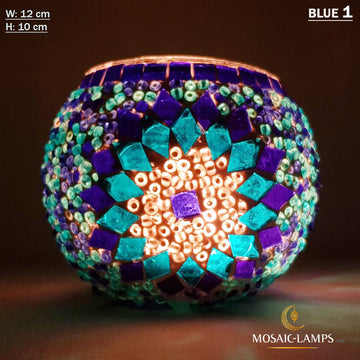 Blauer Mond, türkische Mosaik-Kerzenhalter, marokkanische Kerzenhalter, Votivkerze, handgefertigte Tiffany-Dekor-Kerzenhalter, Tischdekoration, Yoga-Kerze