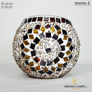 Mars marrón, portavelas de mosaico turco, portavelas marroquíes, vela votiva, portavelas hecho a mano de decoración Tiffany, decoración de mesa, vela de yoga