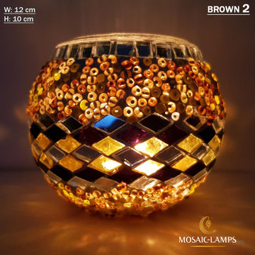 Braune Saturn-Ringe, türkische Mosaik-Kerzenhalter, marokkanische Kerzenhalter, Votivkerze, handgefertigte Tiffany-Dekor-Kerzenhalter, Tischdekoration, Yoga-Kerze