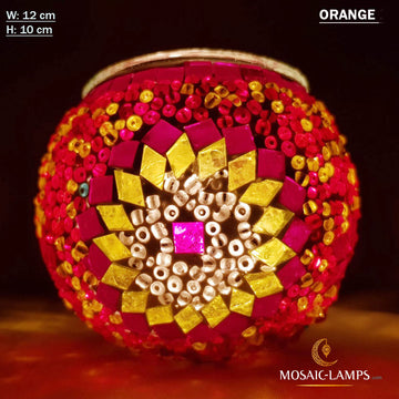 Orange Sonne, türkische Mosaik-Kerzenhalter, marokkanische Kerzenhalter, Votivkerze, handgefertigte Tiffany-Dekor-Kerzenhalter, Tischdekoration, Yoga-Kerze