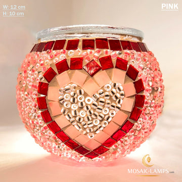 Amor rosa, portavelas de mosaico turco, portavelas marroquíes, vela votiva, portavelas hecho a mano de decoración Tiffany, decoración de mesa, vela de yoga