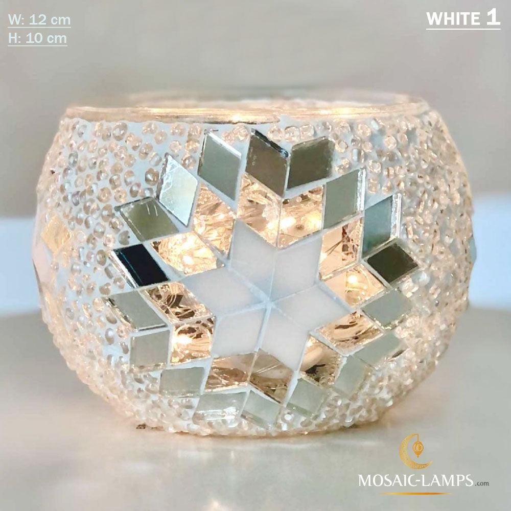 White Star Turkish Mosaic Candle Holders Moroccan Candle Holders Vo