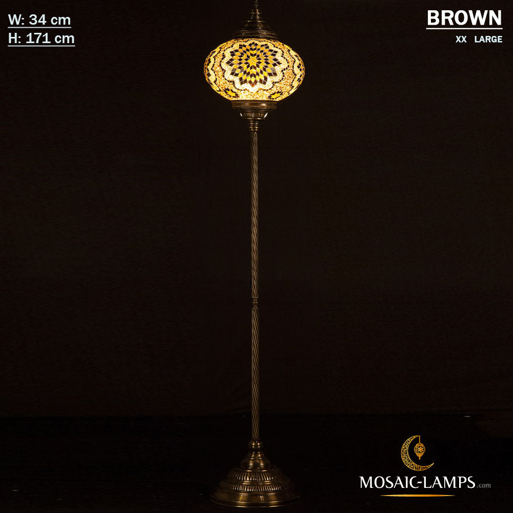 Lámpara de pie recta turca de mosaico, lámpara de esquina grande XX de bola única, lámpara marroquí colorida, lámpara de pie de sala de estar, lámpara de pie de dormitorio, restaurante