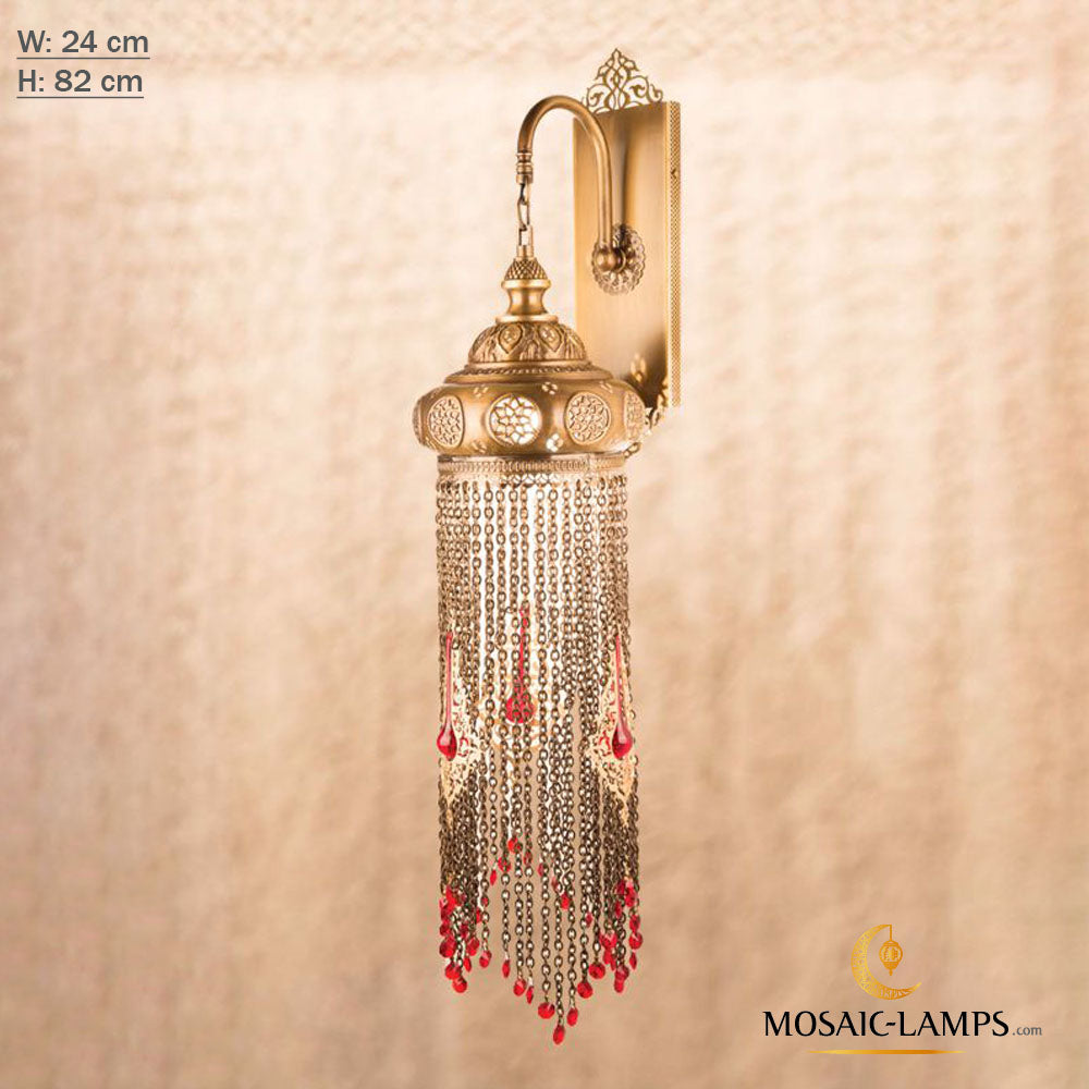 Osmanische gestrickte Kettenwandlampe, marokkanische Wandlampe, authentische Wandlampe, türkische Wandlampe, Metallwandlampen, Café, Bar, Badezimmerwandlampe