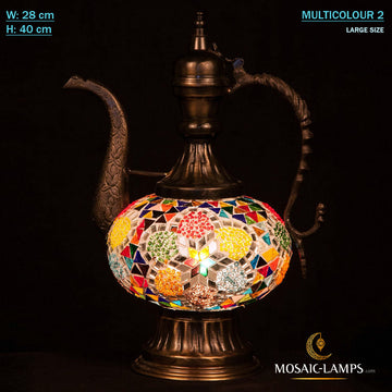 Lámpara de mesa de mosaico de jarra, iluminación de escritorio turca para cocina, dormitorio, comedor, estudio, sala de estar, restaurante, bar, hotel
