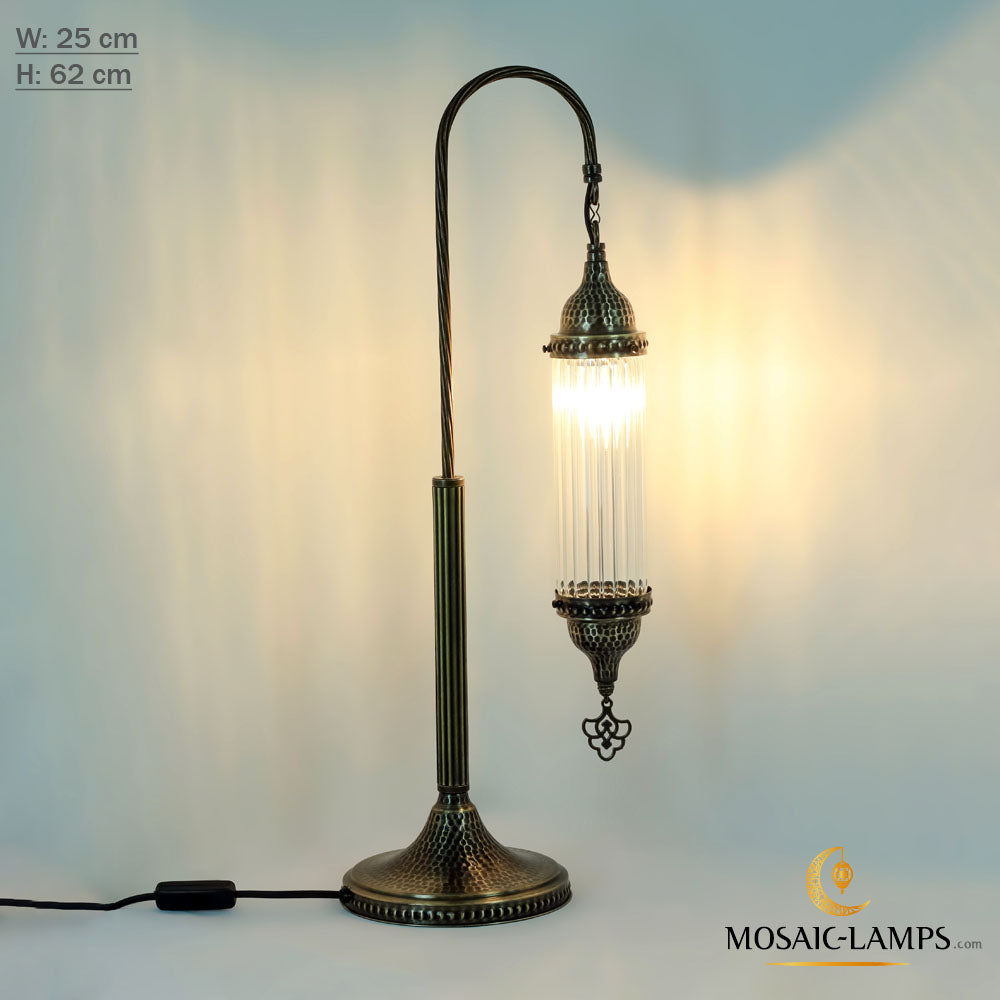 Stehlampe aus Pyrexglas, Stehlampe aus geschmiedetem Metall, Röhrenglas, Schlafzimmerbeleuchtung, Nachttischlampen im Wohnzimmer