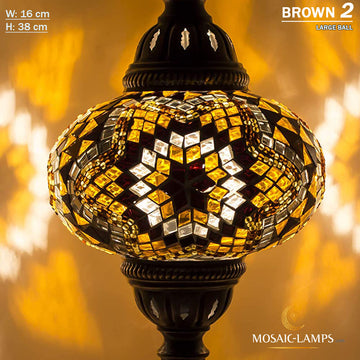 Lámpara de mesa de mosaico turco con globo grande, lámpara de escritorio turca de Marrakech, lámpara de mesita de noche de cristal de mosaico, farol marroquí estilo Tiffany, luces nocturnas con base de bronce para sala de estar